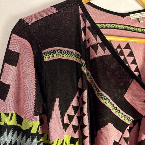 Alberto Makali Southwestern Tribal Knit Pink Black Open Cardigan Sweater - Picture 4 of 7